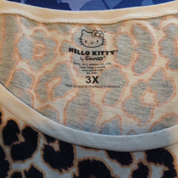 Vintage 2012 Sanrio Hello Kitty Hi Lo Leopard Slouchy T-Shirt Top 3X - Picture 6 of 8